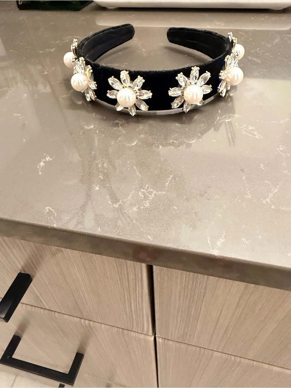 Embellished Velvet Headband Set - Teal, Black & Multicolor